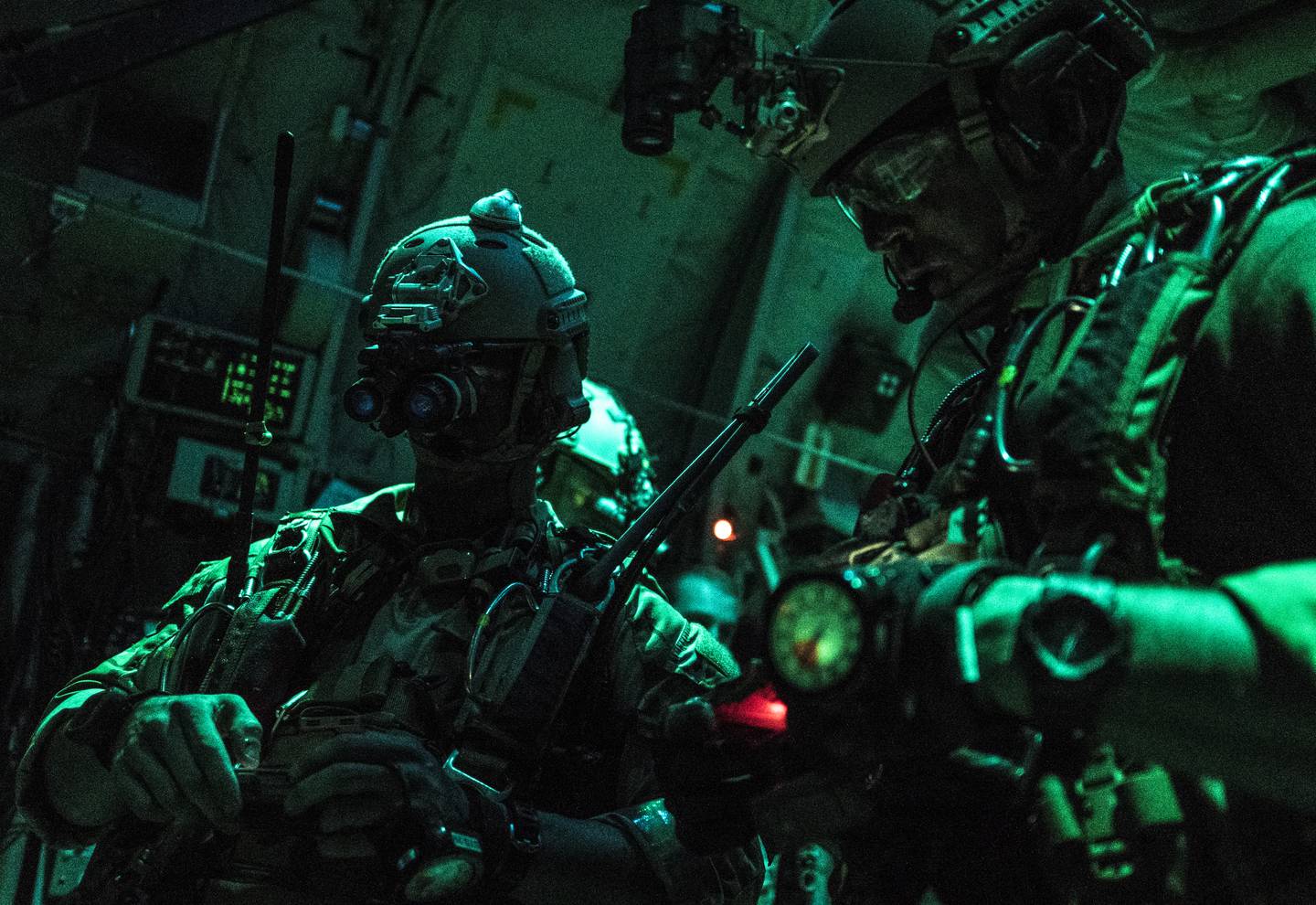 Troops with night vision gear