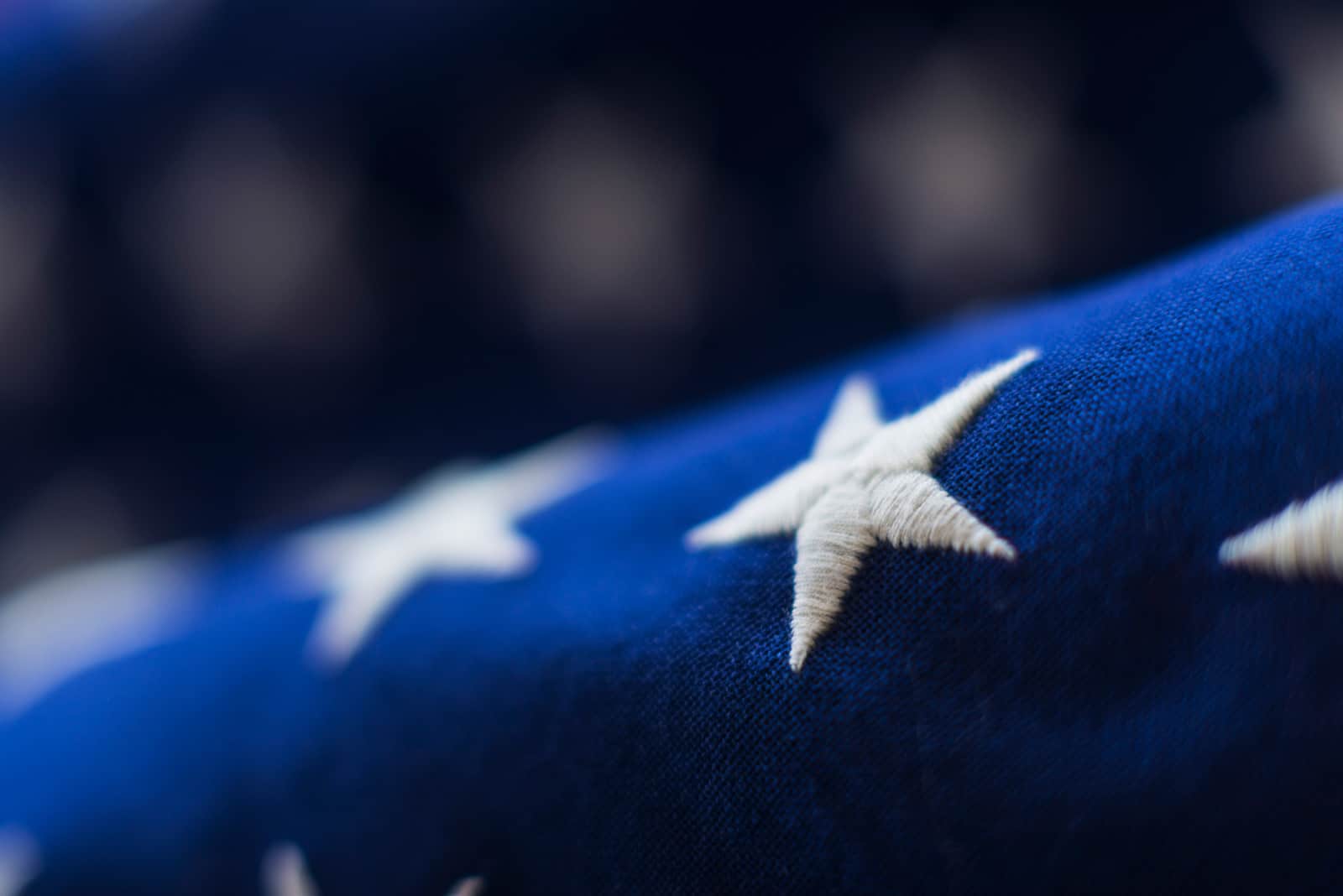stars embroidered on US flag