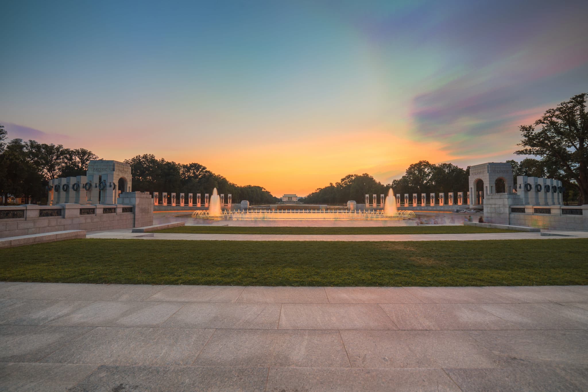 Landmark World War II Memorial Fountains