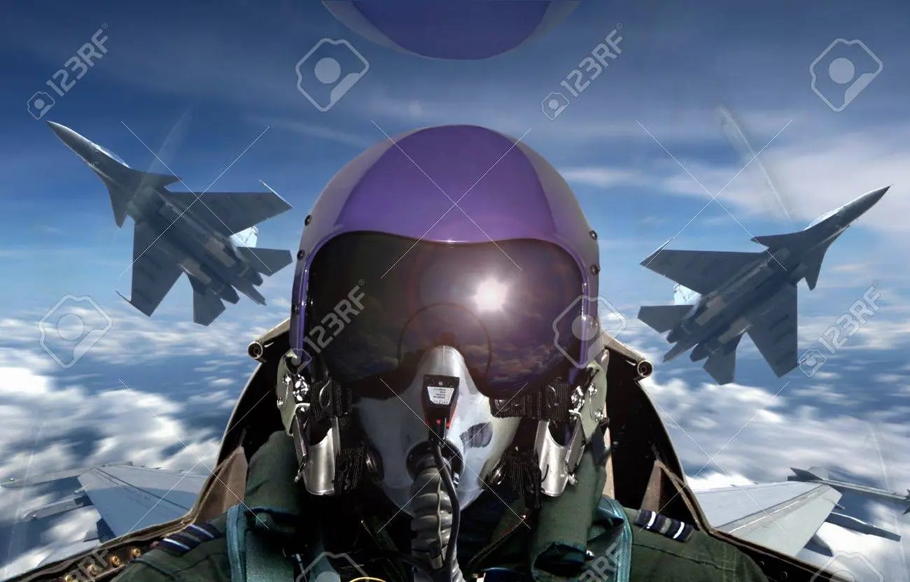 Close up of a fighter Pilot in flight