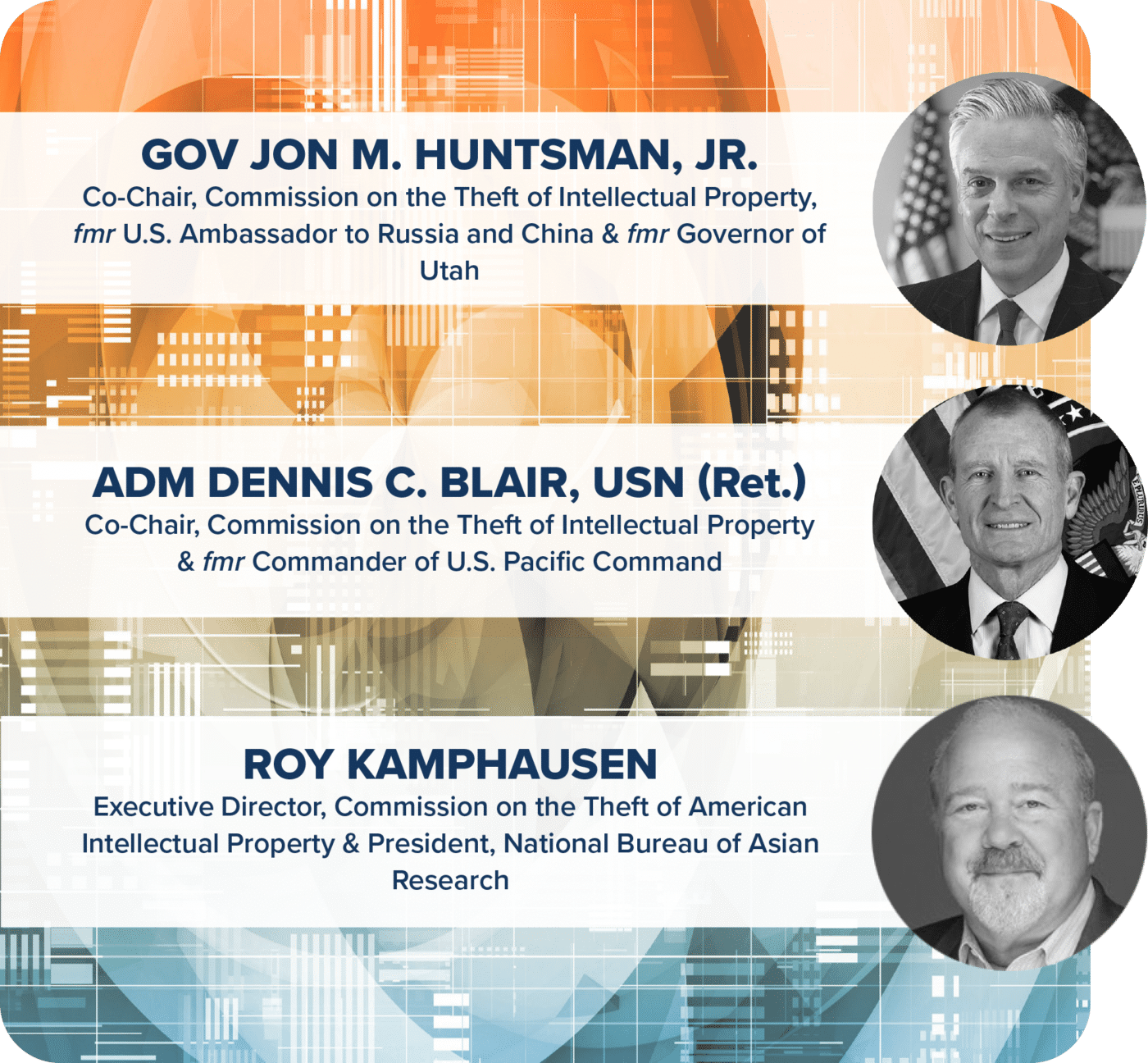 event invitation: Governor Jon Huntsman, ADM Dennis Blair, Roy Kamphausen