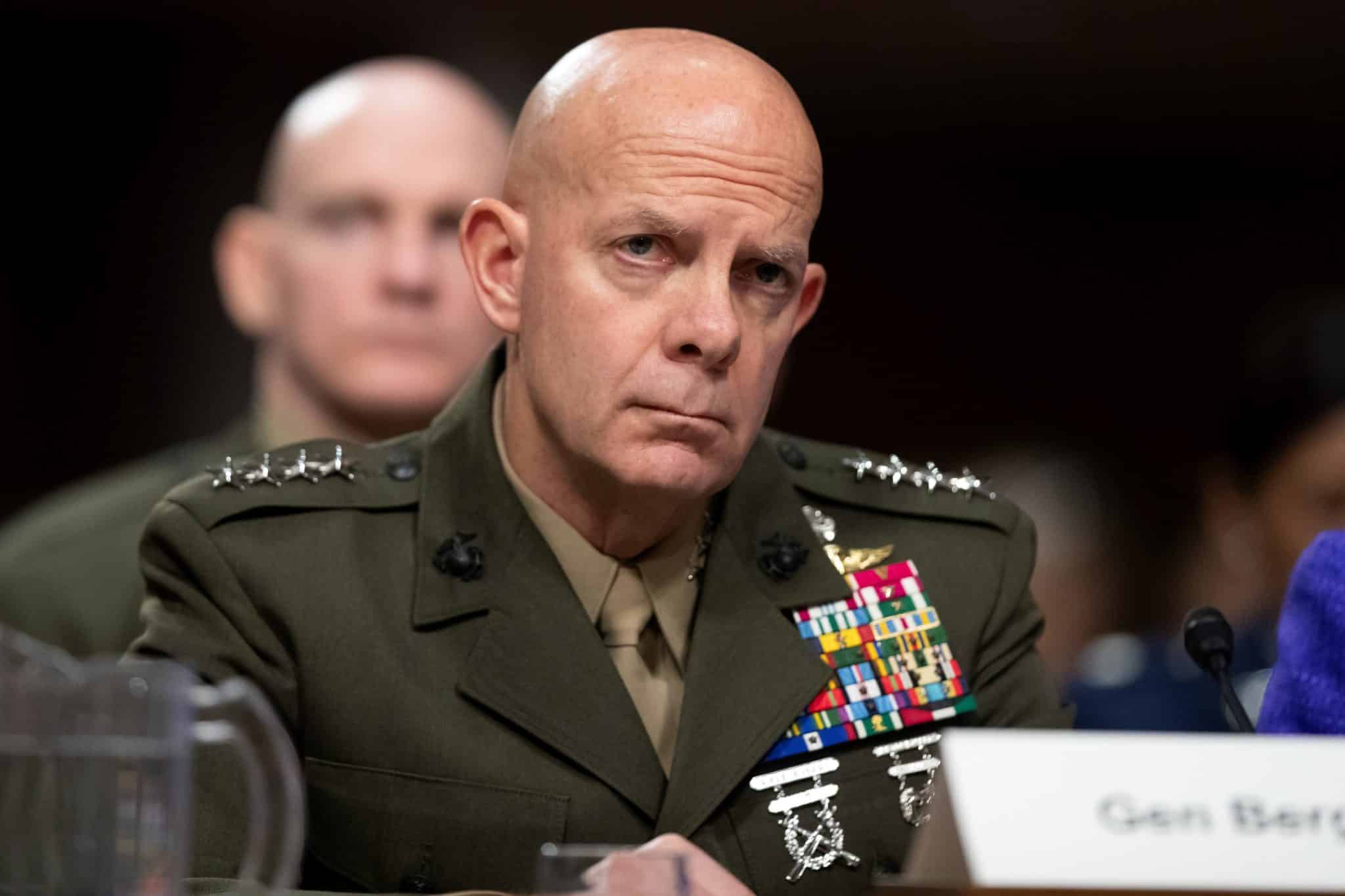 Marine Corps Commandant Gen. David Berger testifies during a hearing of the Senate Armed Services Committee about about ongoing reports of substandard housing conditions Tuesday, Dec. 3, 2019 in Washington, on Capitol Hill. (AP Photo/Alex Brandon)
