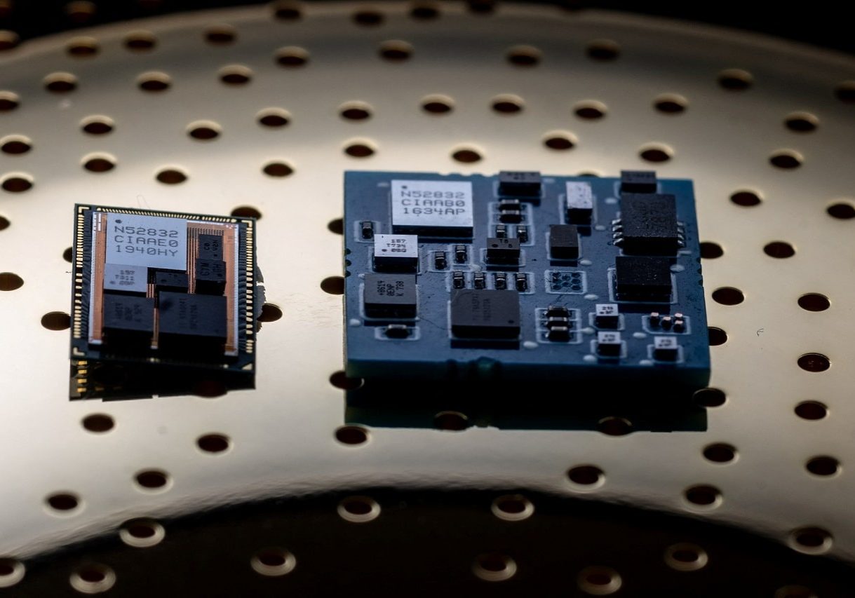 Demo chips made with chiplets by Silicon Valley startup zGlue are seen in this picture taken in Richmond, California, U.S., July 7, 2023.   REUTERS/Carlos Barria